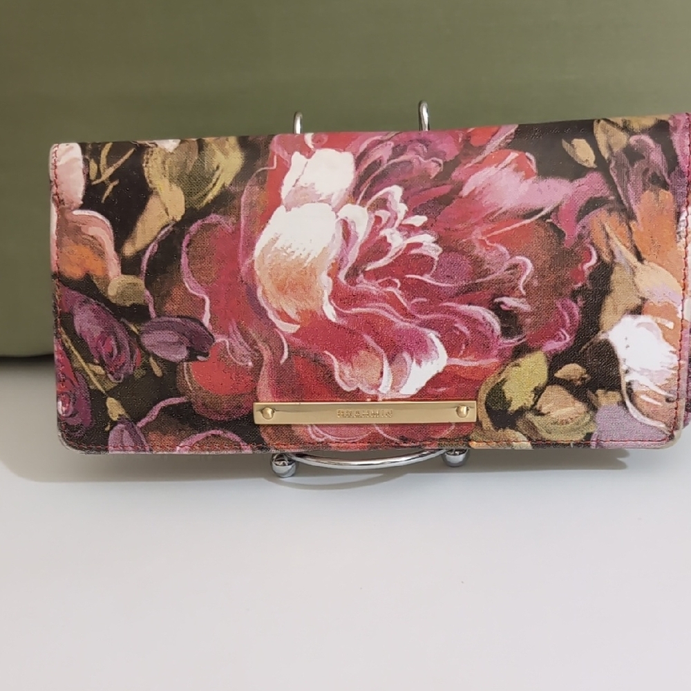 Brahmin Pink and Brown Floral Wallet